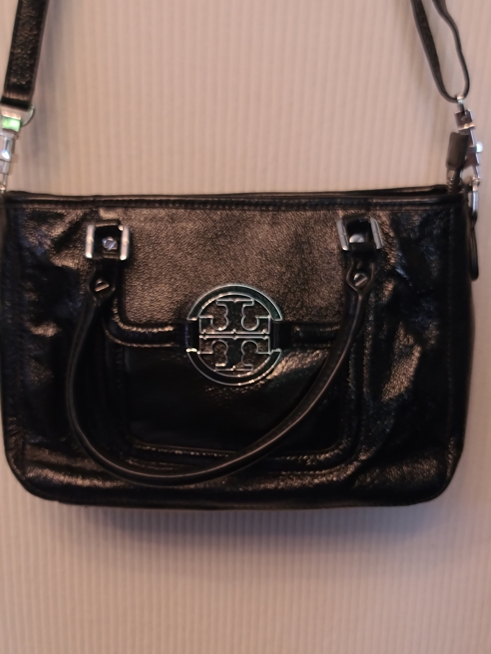 Tory Burch Black Logo Leather Satchel